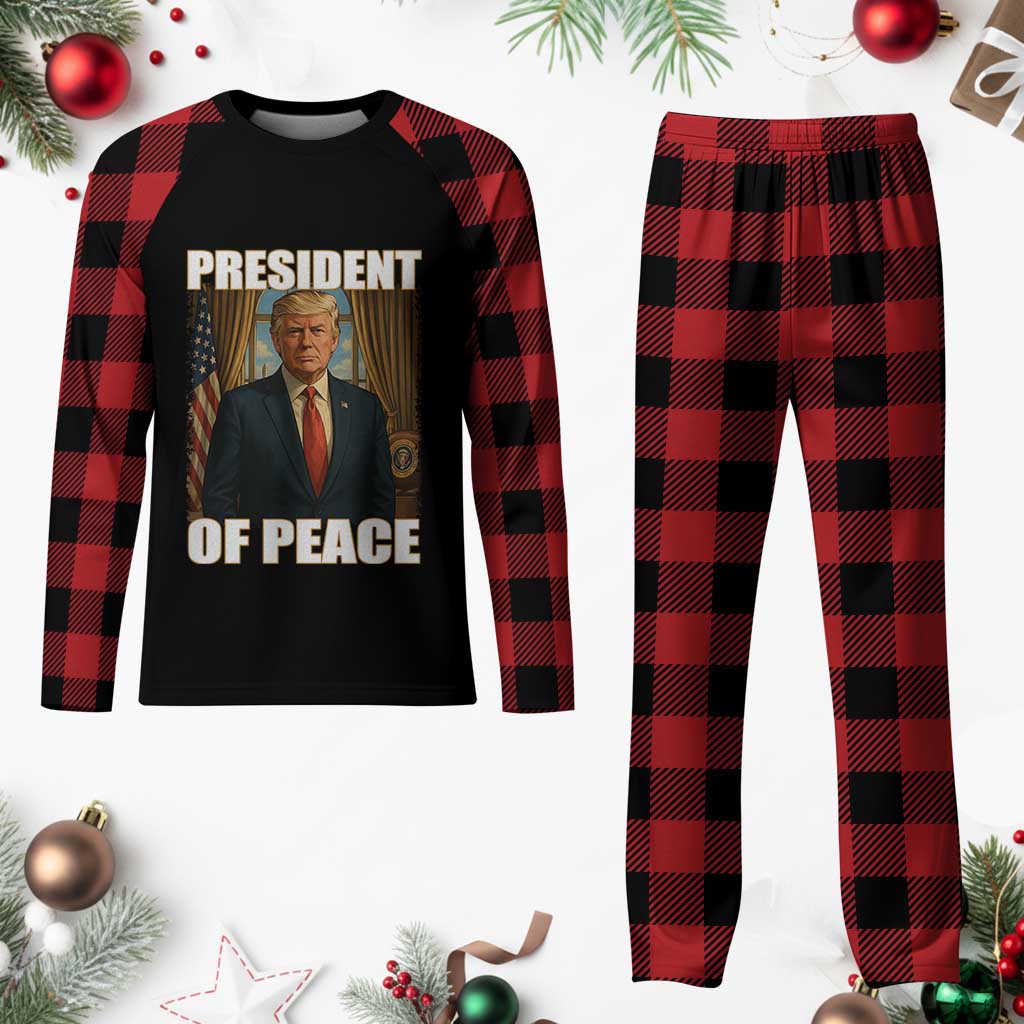 Trump President of Peace Patriotic Plaid Pajama Set Political Statement Gift for Conservatives Supporters TS02 Buffalo Plaid Print Your Wear