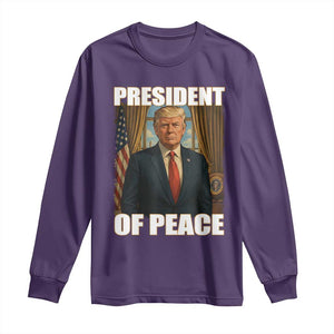 Trump President of Peace Patriotic Long Sleeve Shirt Political Statement Gift for Conservatives Supporters TS02 Purple Print Your Wear