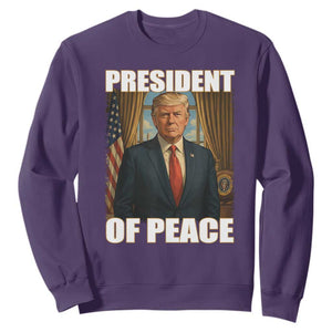 Trump President of Peace Patriotic Sweatshirt Political Statement Gift for Conservatives Supporters TS02 Purple Print Your Wear