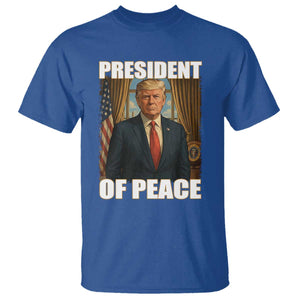 Trump President of Peace Patriotic T Shirt Political Statement Gift for Conservatives Supporters TS02 Royal Blue Print Your Wear
