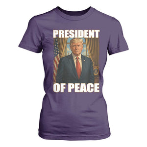 Trump President of Peace Patriotic T Shirt For Women Political Statement Gift for Conservatives Supporters TS02 Purple Print Your Wear