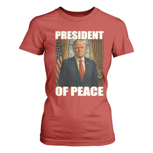 Trump President of Peace Patriotic T Shirt For Women Political Statement Gift for Conservatives Supporters TS02 Red Print Your Wear