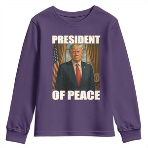 Trump President of Peace Patriotic Youth Sweatshirt Political Statement Gift for Conservatives Supporters TS02 Purple Print Your Wear