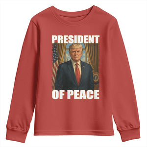 Trump President of Peace Patriotic Youth Sweatshirt Political Statement Gift for Conservatives Supporters TS02 Red Print Your Wear