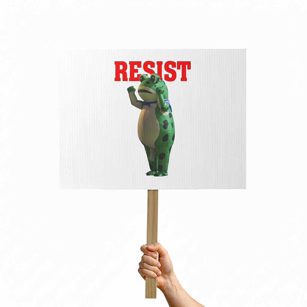 Funny Inflatable Portland Frog Resist Protest Sign Freedom Protest TS02 Horizontal 18" × 24" White Print Your Wear