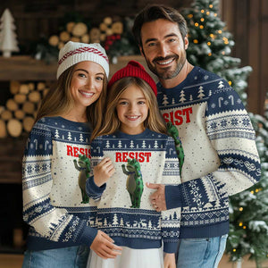 Funny Inflatable Portland Frog Resist Ugly Christmas Sweater Freedom Protest TS02 Beige Navy Print Your Wear