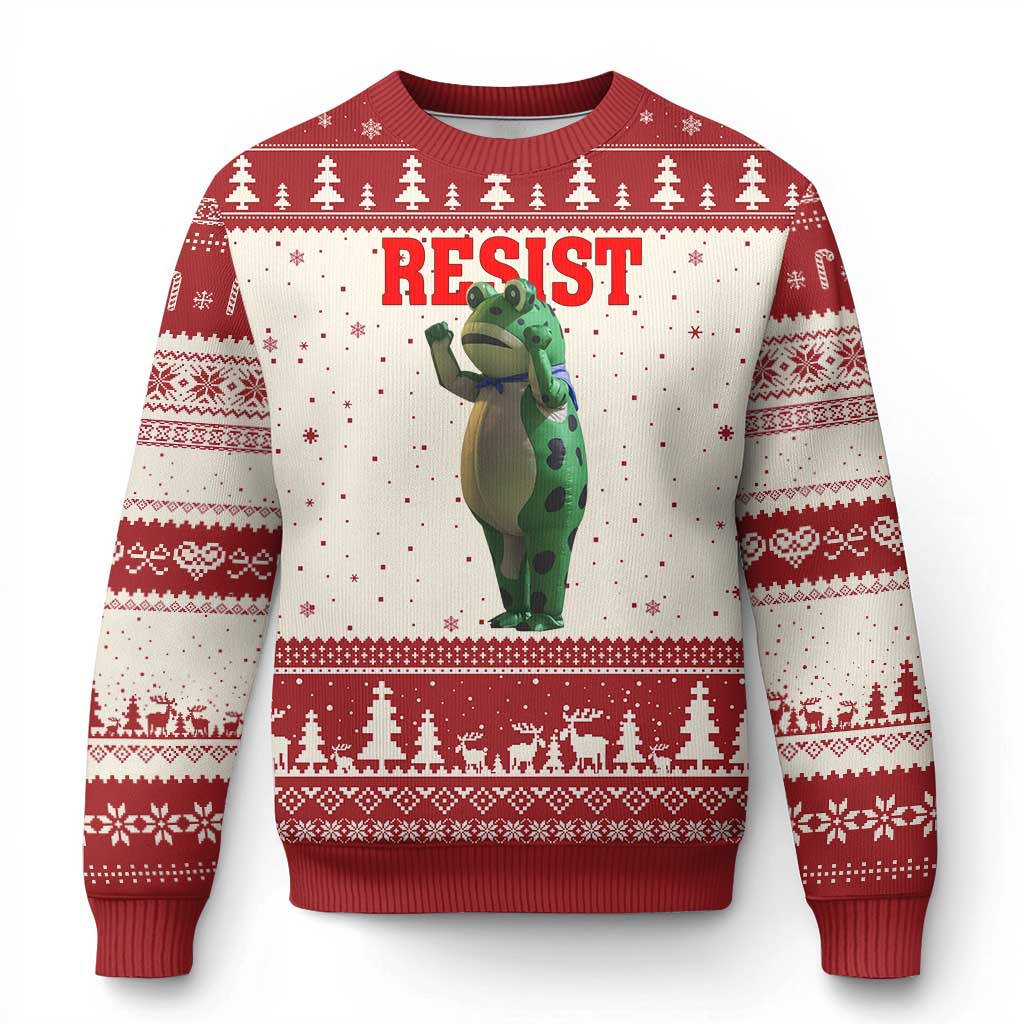 Funny Inflatable Portland Frog Resist Ugly Christmas Sweater Freedom Protest - Print Your Wear