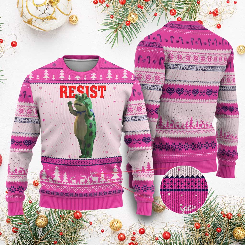 Funny Inflatable Portland Frog Resist Ugly Christmas Sweater Freedom Protest TS02 Hot Pink Print Your Wear