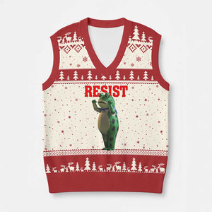 Funny Inflatable Portland Frog Resist V-Neck Knit Sweater Vest Freedom Protest - Print Your Wear