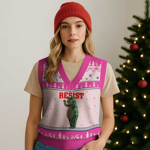 Funny Inflatable Portland Frog Resist V-Neck Knit Sweater Vest Freedom Protest TS02 Hot Pink Print Your Wear
