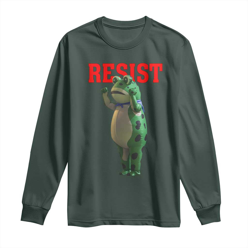 Funny Inflatable Portland Frog Resist Long Sleeve Shirt Freedom Protest TS02 Dark Forest Green Print Your Wear
