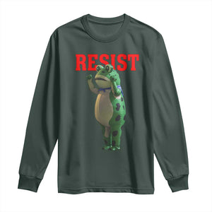 Funny Inflatable Portland Frog Resist Long Sleeve Shirt Freedom Protest TS02 Dark Forest Green Print Your Wear