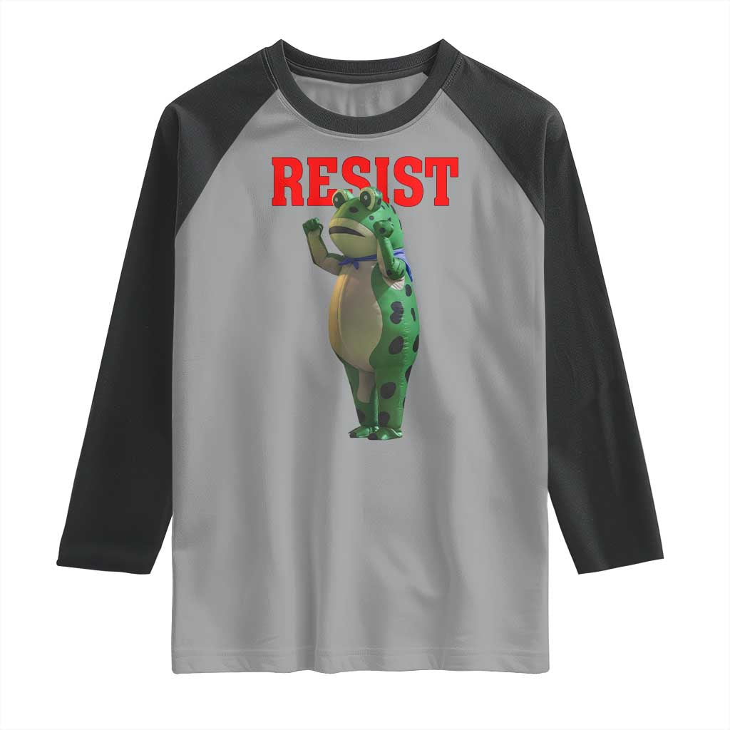 Funny Inflatable Portland Frog Resist Raglan Shirt Freedom Protest TS02 Sport Gray Black Print Your Wear