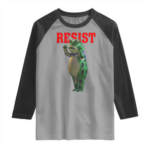 Funny Inflatable Portland Frog Resist Raglan Shirt Freedom Protest TS02 Sport Gray Black Print Your Wear
