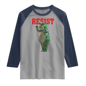 Funny Inflatable Portland Frog Resist Raglan Shirt Freedom Protest TS02 Sport Gray Navy Print Your Wear