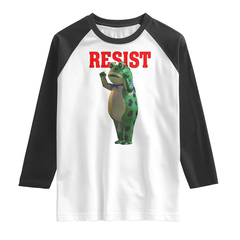 Funny Inflatable Portland Frog Resist Raglan Shirt Freedom Protest TS02 White Black Print Your Wear