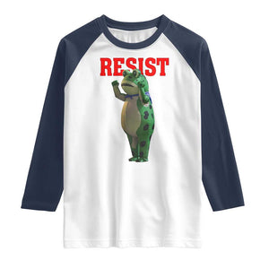 Funny Inflatable Portland Frog Resist Raglan Shirt Freedom Protest TS02 White Navy Print Your Wear
