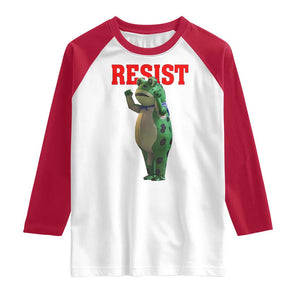 Funny Inflatable Portland Frog Resist Raglan Shirt Freedom Protest TS02 White Red Print Your Wear