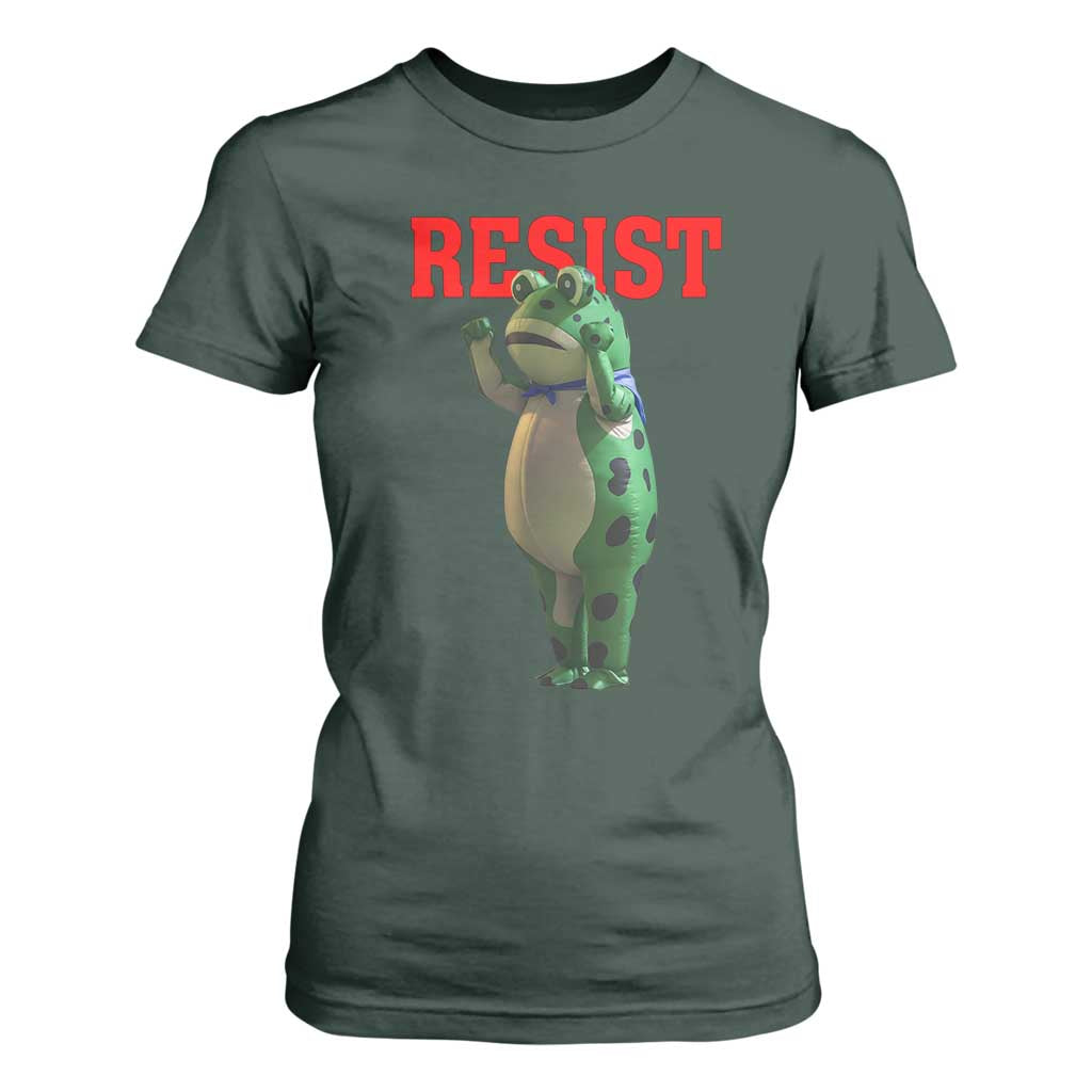 Funny Inflatable Portland Frog Resist T Shirt For Women Freedom Protest TS02 Dark Forest Green Print Your Wear