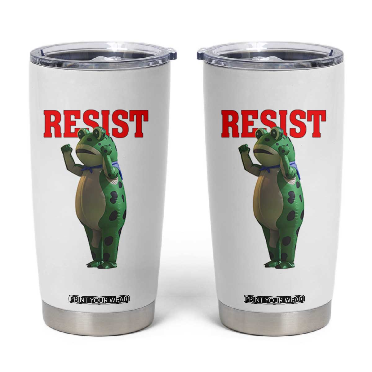 Funny Inflatable Portland Frog Resist Tumbler Cup Freedom Protest TS02 White Print Your Wear