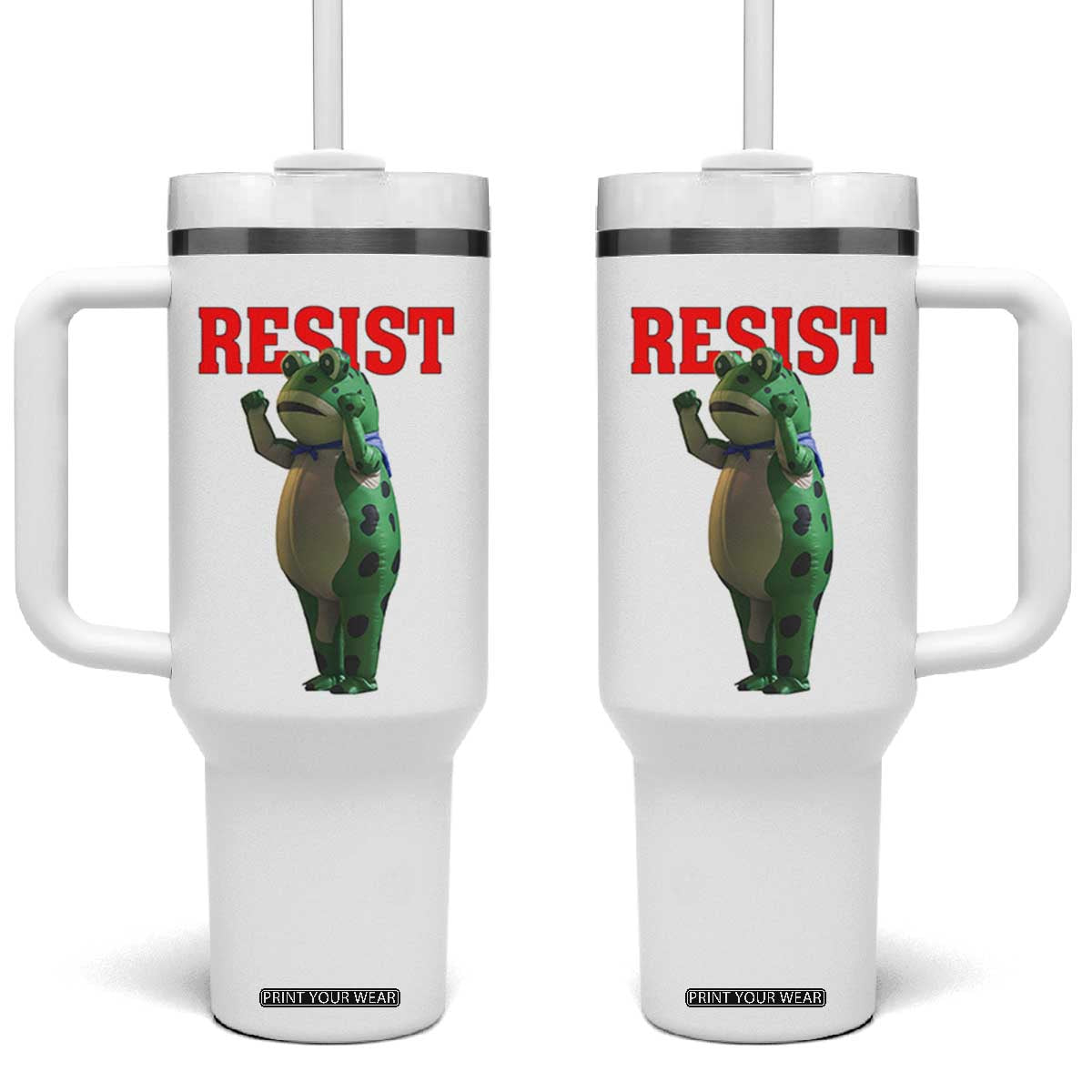 Funny Inflatable Portland Frog Resist Tumbler With Handle Freedom Protest TS02 One Size: 40 oz White Print Your Wear