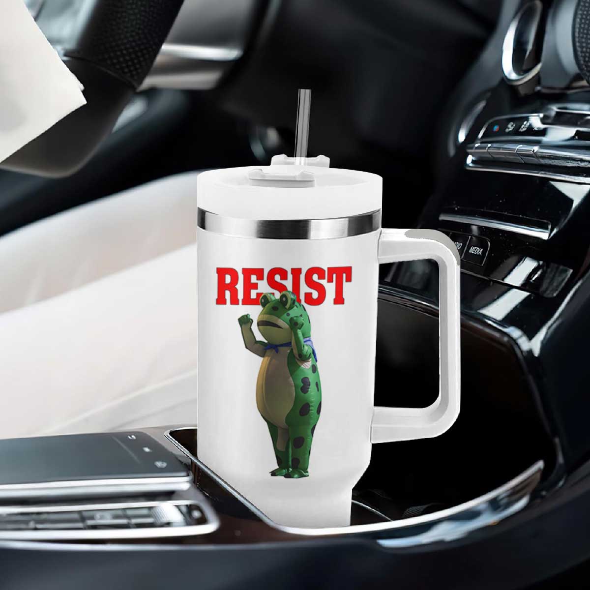 Funny Inflatable Portland Frog Resist Tumbler With Handle Freedom Protest TS02 Print Your Wear