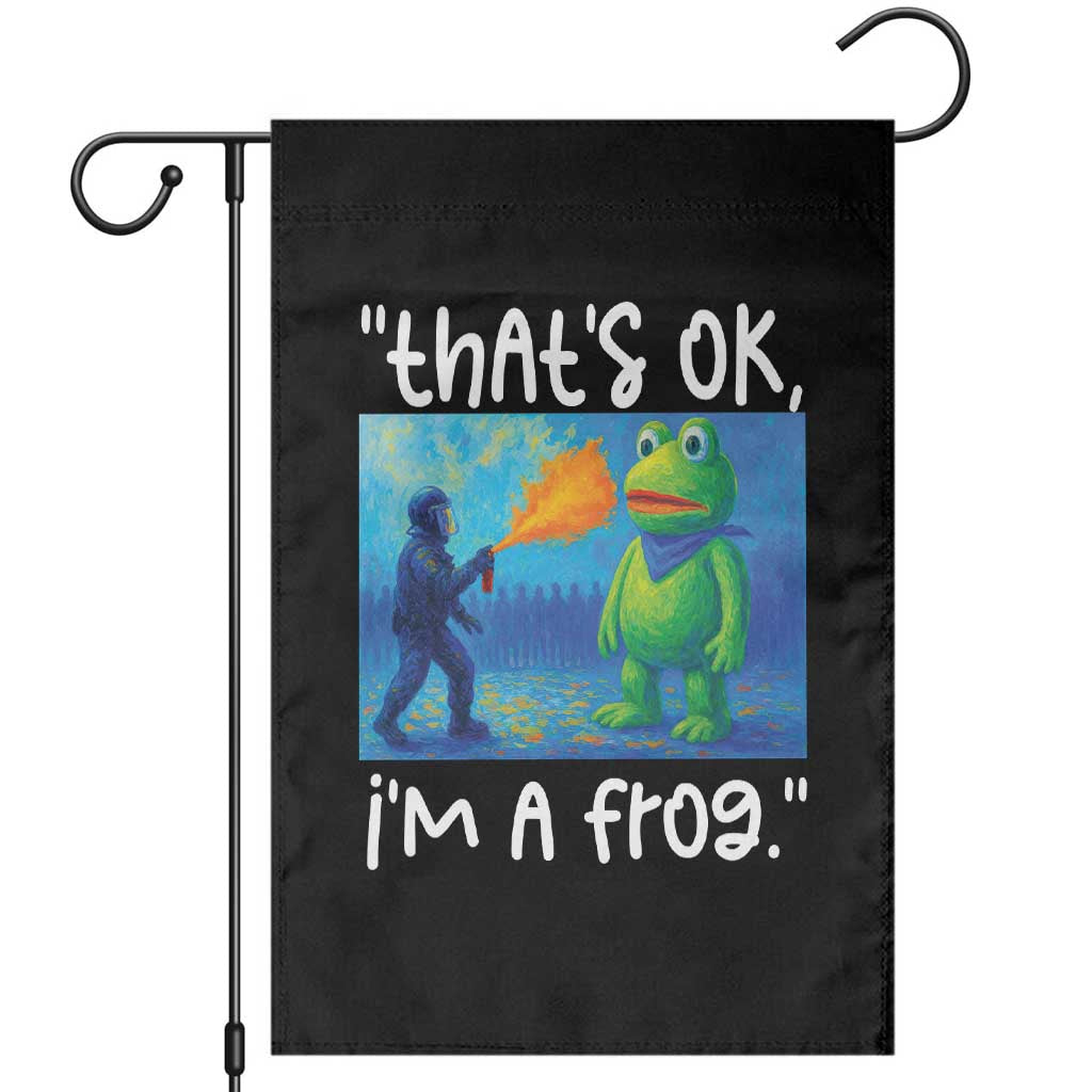 Funny Portland Frog Protest Garden Flag Thats OK Im A Frog Pepper Spray TS02 Black Print Your Wear