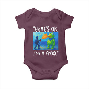 Funny Portland Frog Protest Baby Onesie Thats OK Im A Frog Pepper Spray TS02 Maroon Print Your Wear
