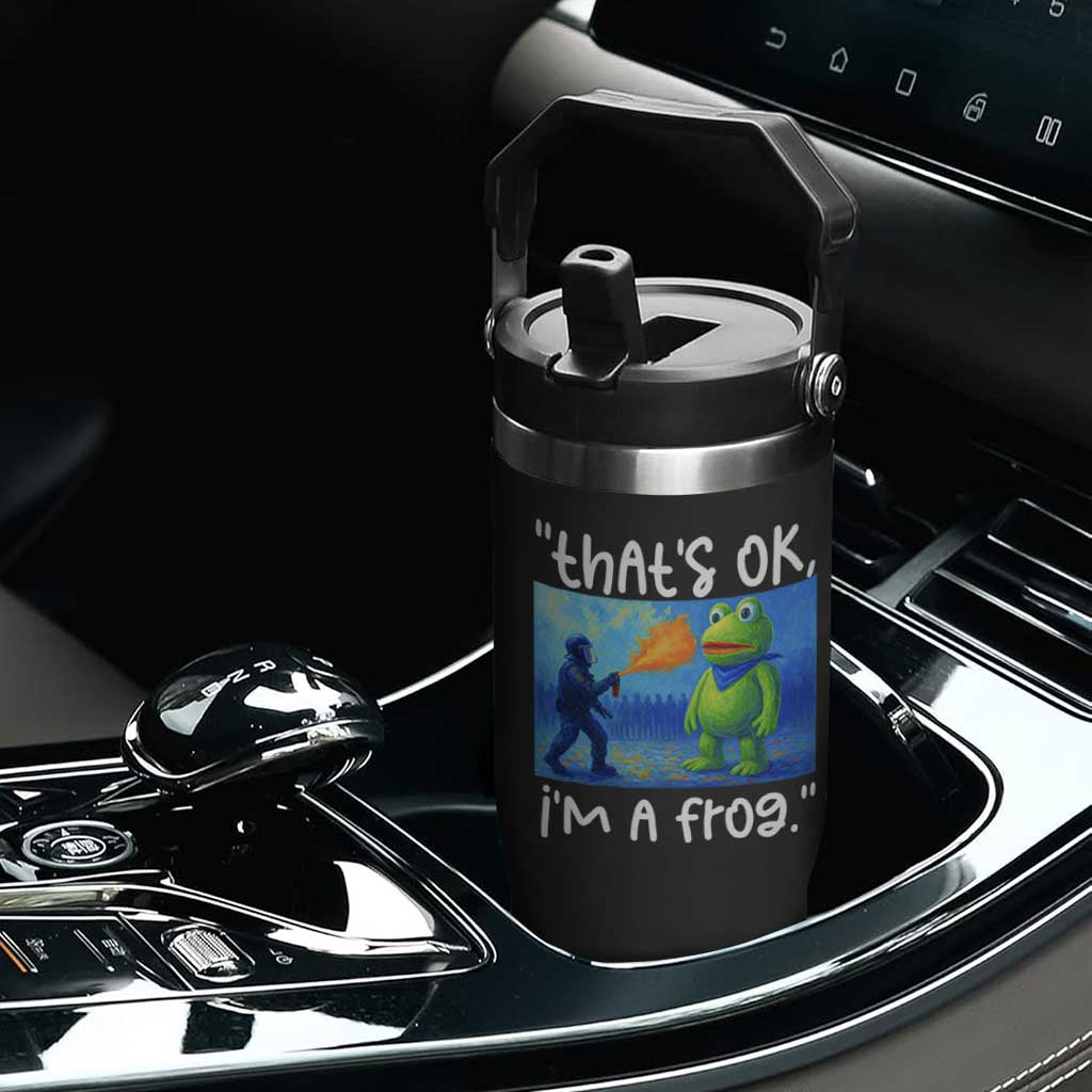 Funny Portland Frog Protest Flip Straw Tumbler Thats OK Im A Frog Pepper Spray TS02 Print Your Wear