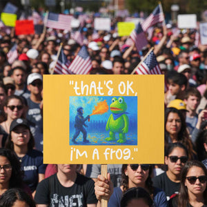 Funny Portland Frog Protest Protest Sign Thats OK Im A Frog Pepper Spray TS02 Horizontal 18" × 24" Yellow Print Your Wear