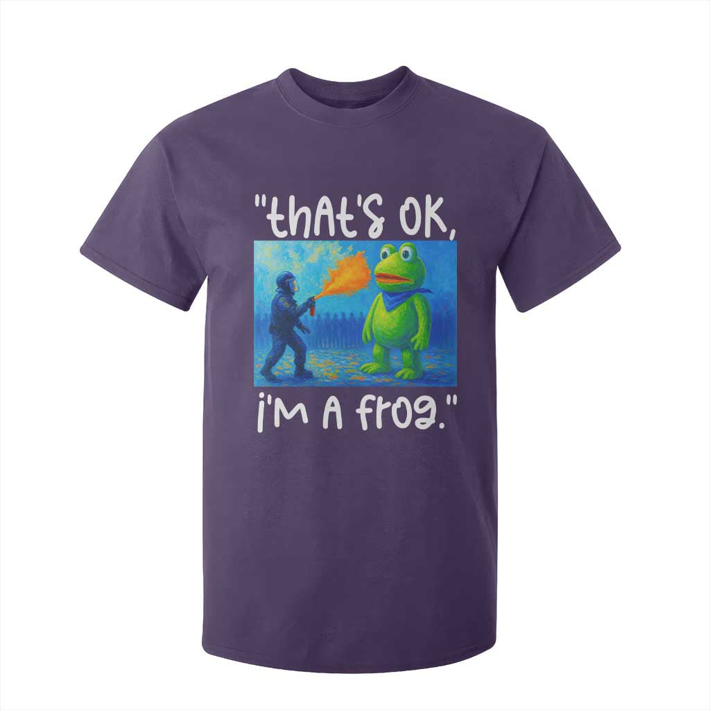 Funny Portland Frog Protest T Shirt For Kid Thats OK Im A Frog Pepper Spray TS02 Purple Print Your Wear
