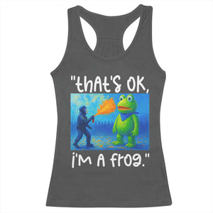 Funny Portland Frog Protest Racerback Tank Top Thats OK Im A Frog Pepper Spray TS02 Dark Heather Print Your Wear