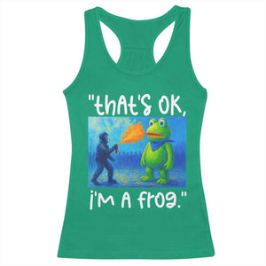 Funny Portland Frog Protest Racerback Tank Top Thats OK Im A Frog Pepper Spray TS02 Irish Green Print Your Wear