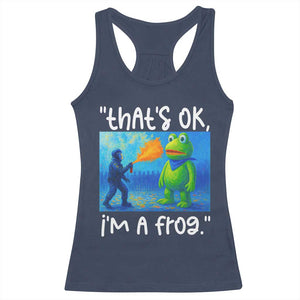 Funny Portland Frog Protest Racerback Tank Top Thats OK Im A Frog Pepper Spray TS02 Navy Print Your Wear