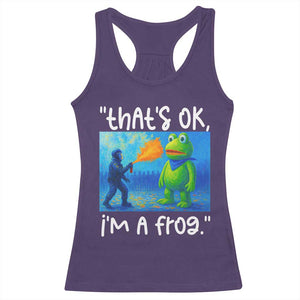 Funny Portland Frog Protest Racerback Tank Top Thats OK Im A Frog Pepper Spray TS02 Purple Print Your Wear