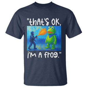 Funny Portland Frog Protest T Shirt Thats OK Im A Frog Pepper Spray TS02 Navy Print Your Wear