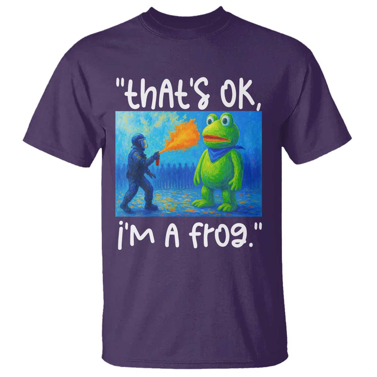 Funny Portland Frog Protest T Shirt Thats OK Im A Frog Pepper Spray TS02 Purple Print Your Wear