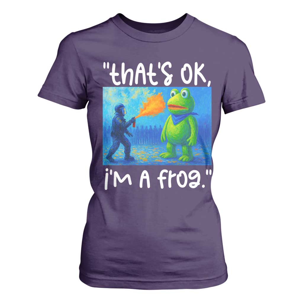 Funny Portland Frog Protest T Shirt For Women Thats OK Im A Frog Pepper Spray TS02 Purple Print Your Wear