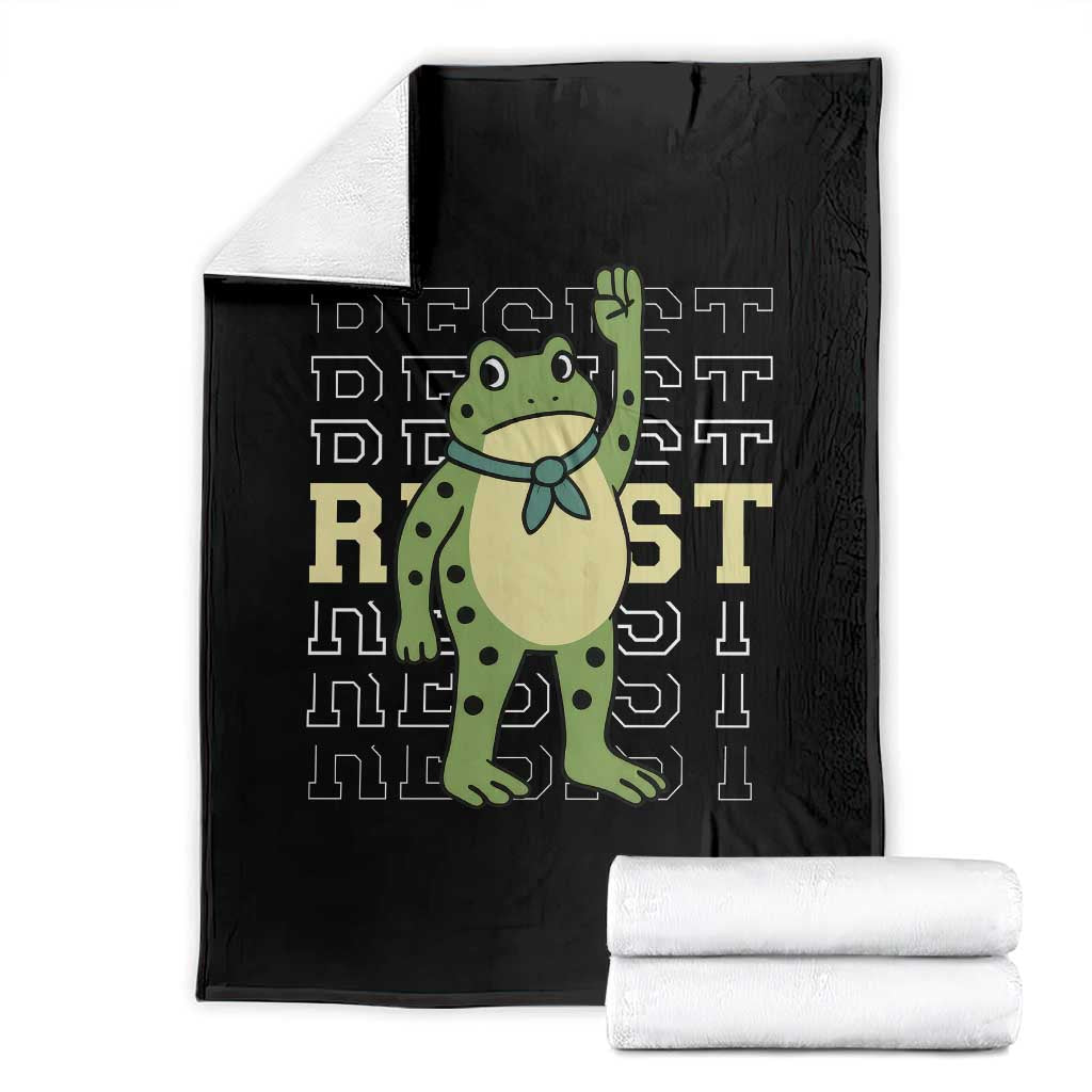 Resist Raised Fist Frog Throw Blanket Portland Protest Freedom Fighter TS02 Black Print Your Wear