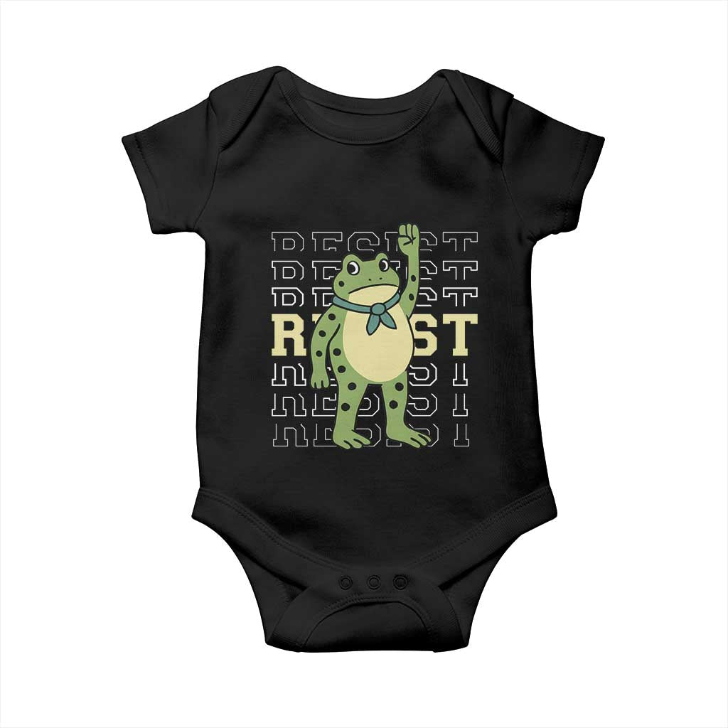 Resist Raised Fist Frog Baby Onesie Portland Protest Freedom Fighter TS02 Black Print Your Wear