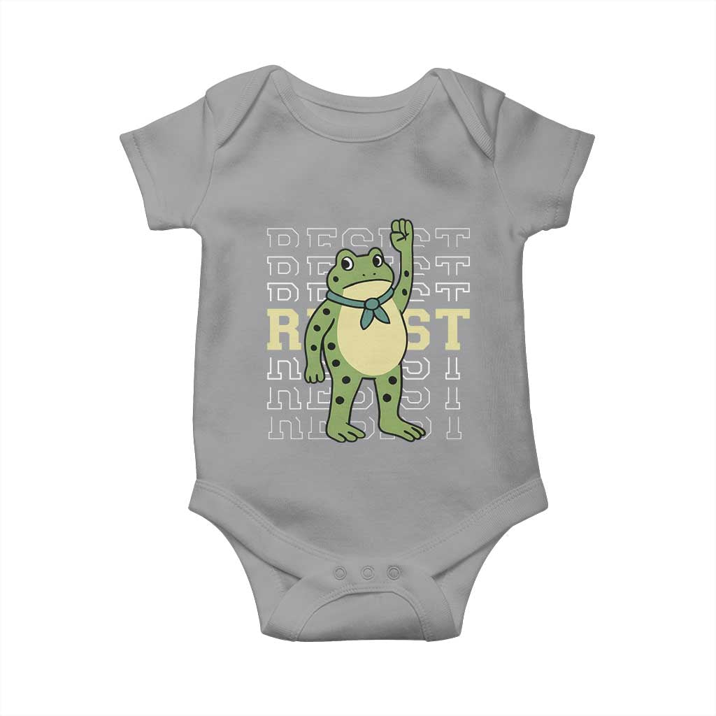 Resist Raised Fist Frog Baby Onesie Portland Protest Freedom Fighter TS02 Sport Gray Print Your Wear