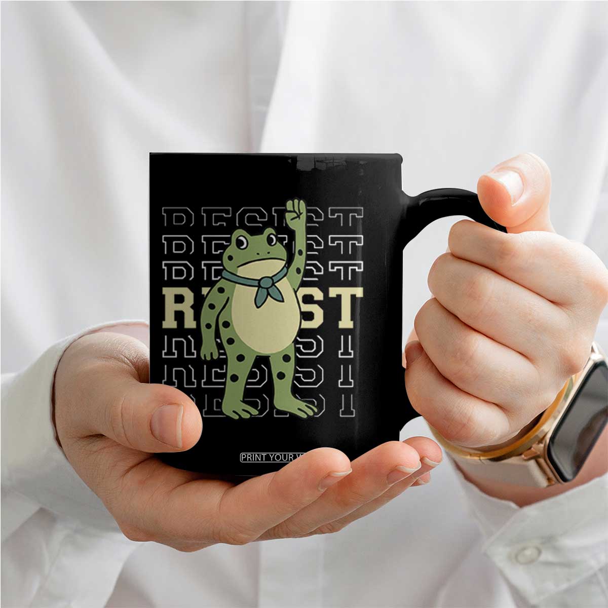 Resist Raised Fist Frog Coffee Mug Portland Protest Freedom Fighter TS02 Print Your Wear