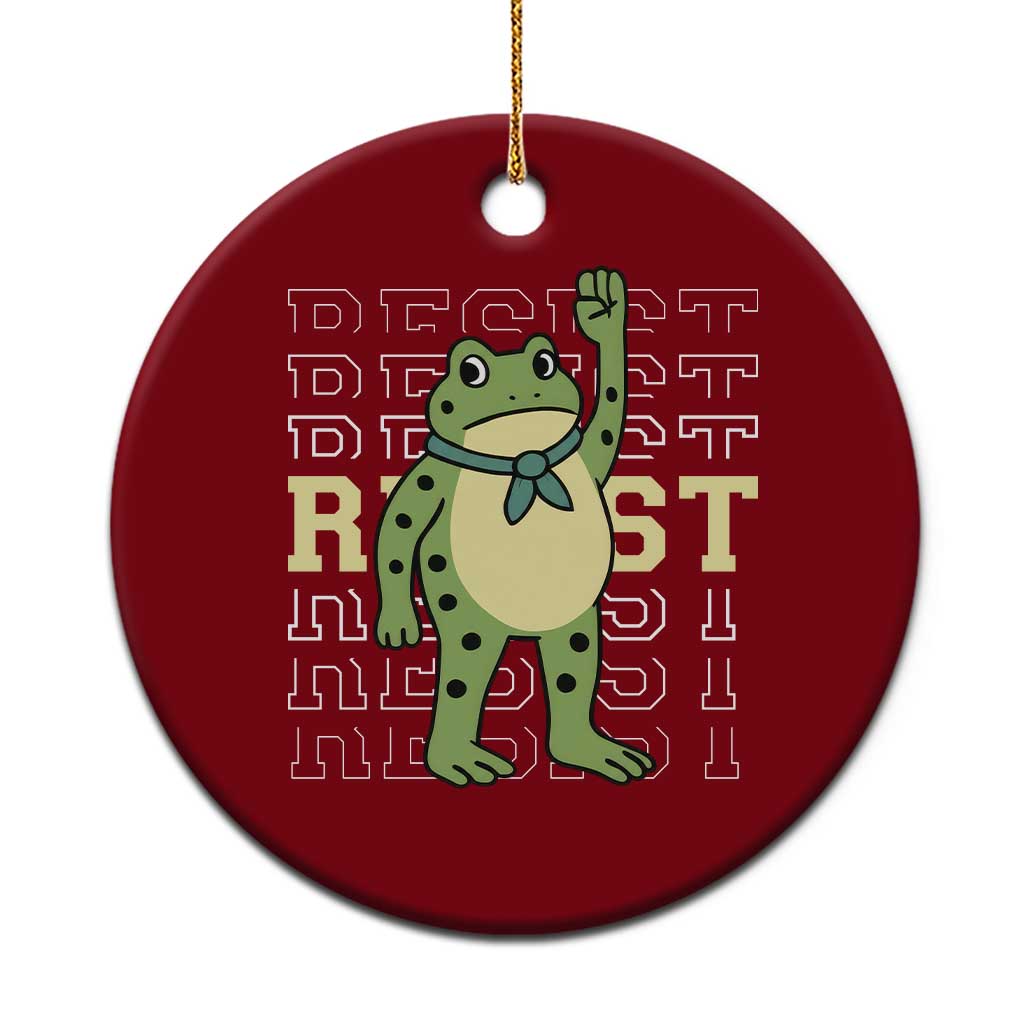 Resist Raised Fist Frog Ceramic Ornament Portland Protest Freedom Fighter - Print Your Wear