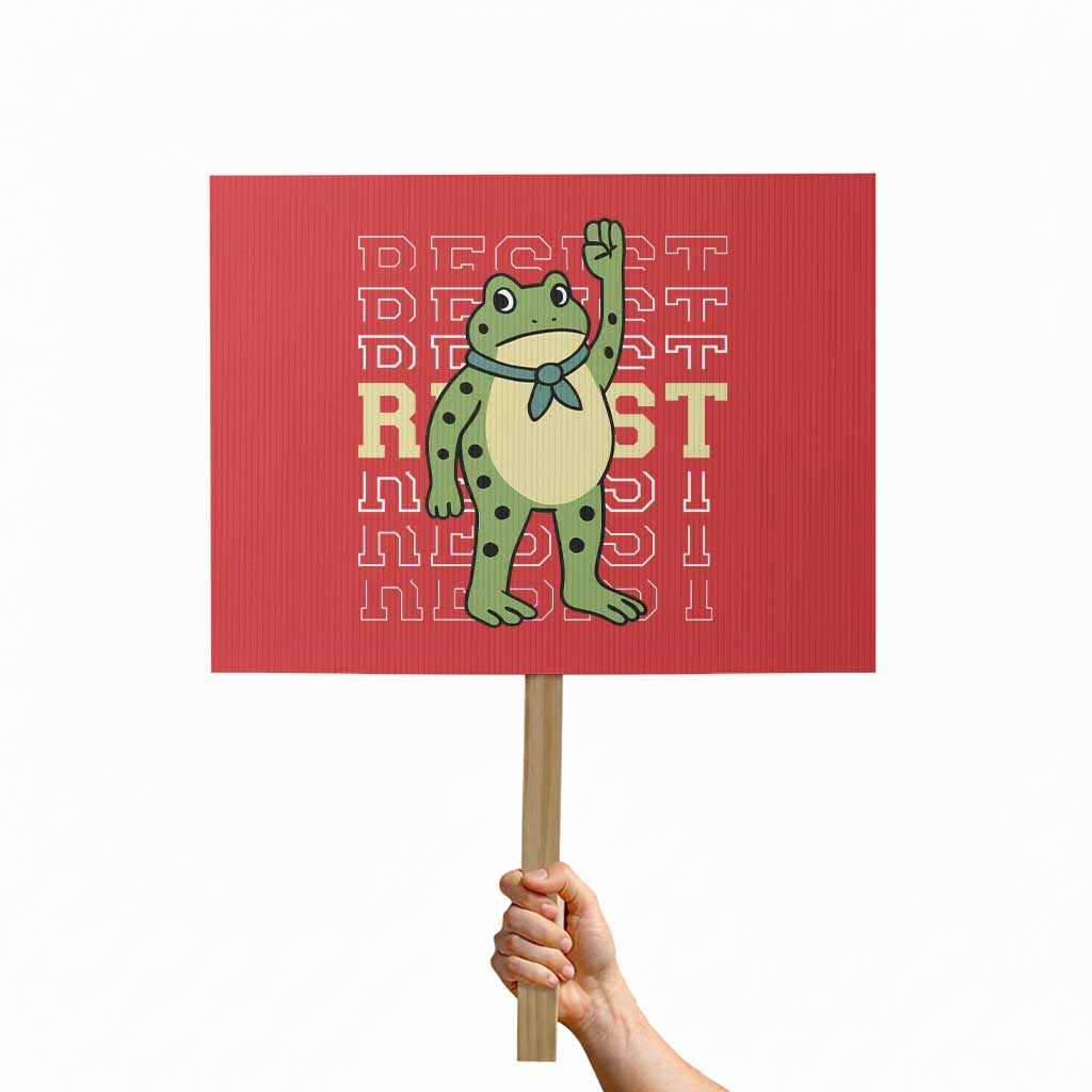Resist Raised Fist Frog Protest Sign Portland Protest Freedom Fighter TS02 Horizontal 18" × 24" Red Print Your Wear