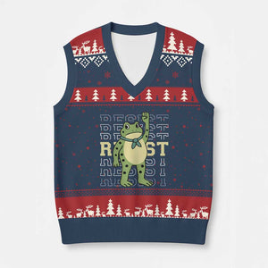 Resist Raised Fist Frog V-Neck Knit Sweater Vest Portland Protest Freedom Fighter - Print Your Wear