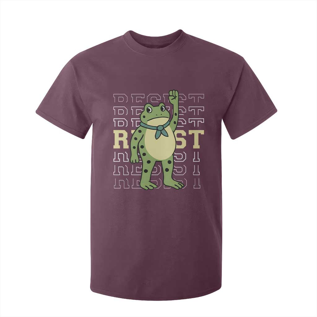 Resist Raised Fist Frog T Shirt For Kid Portland Protest Freedom Fighter TS02 Maroon Print Your Wear
