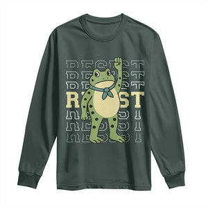 Resist Raised Fist Frog Long Sleeve Shirt Portland Protest Freedom Fighter TS02 Dark Forest Green Print Your Wear