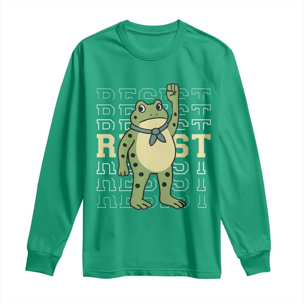 Resist Raised Fist Frog Long Sleeve Shirt Portland Protest Freedom Fighter TS02 Irish Green Print Your Wear