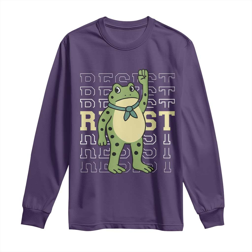 Resist Raised Fist Frog Long Sleeve Shirt Portland Protest Freedom Fighter TS02 Purple Print Your Wear