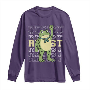 Resist Raised Fist Frog Long Sleeve Shirt Portland Protest Freedom Fighter TS02 Purple Print Your Wear